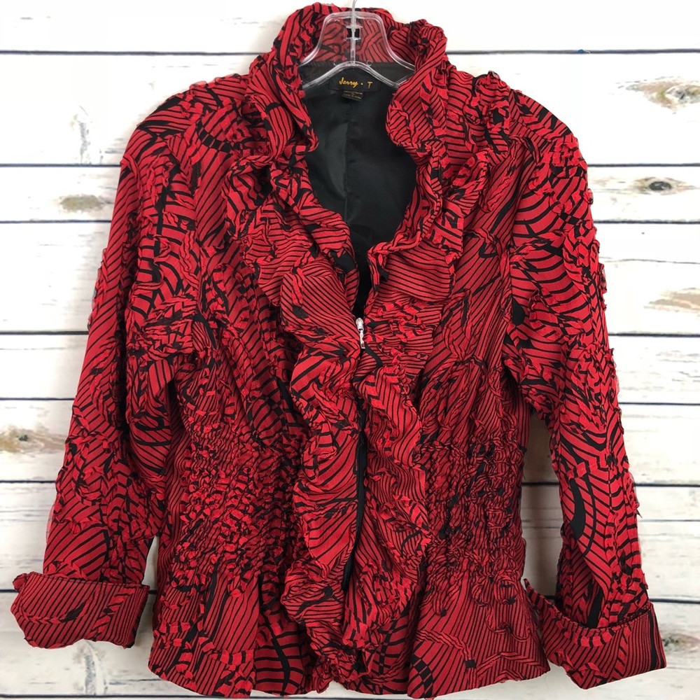 Vintage Jerry T medium unique holiday zip shirt